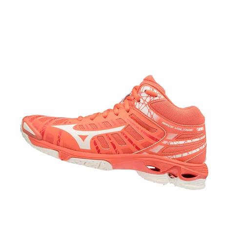 Zapatillas de Voleibol Mizuno Wave Voltage Mid Mujer Coral/white | BLQ497058